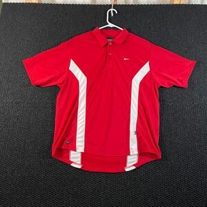 VTG Nike Dri-Fit Red White Short Sleeve Polo Active Athletic Men's Size‎ Medium